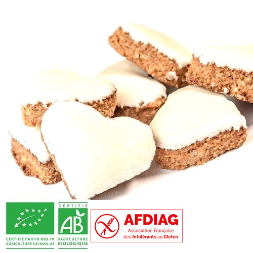 petits cœurs cannelle glacé sans gluten, sans lactose bio 100g