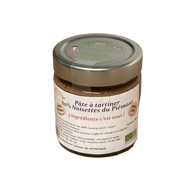 pâte à tartiner 60% noisette du piemont sans gluten 200g