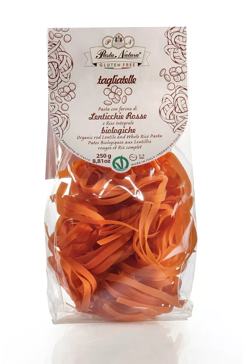 tagliatelles de lentilles rouges et riz complet bio, sans gluten & vegan 250g tagliatelles de lentilles rouges et riz complet bio, sans gluten & vegan 250g